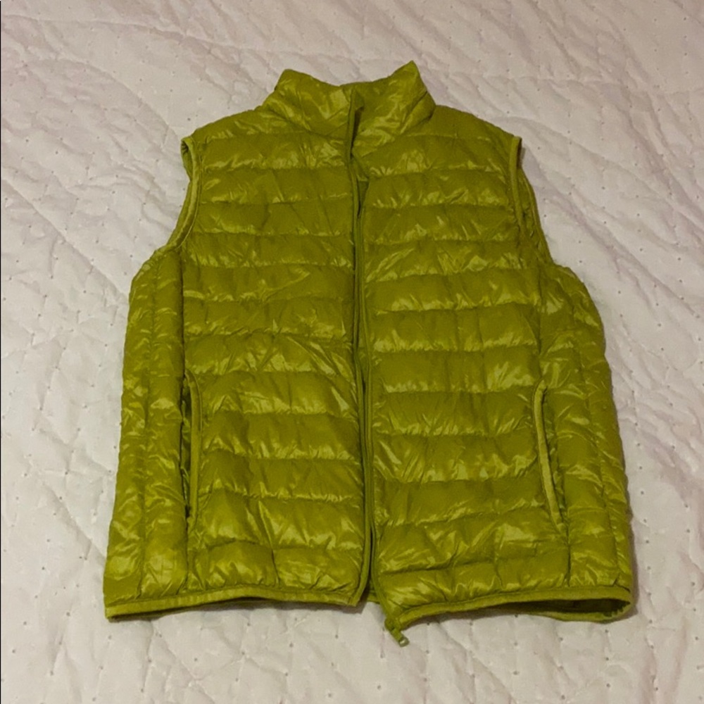 green puffy vest
